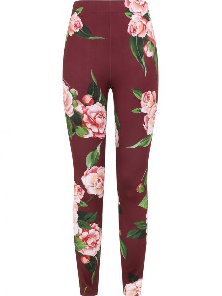 Virágos leggings nyomtatás Dolce & Gabbana piros