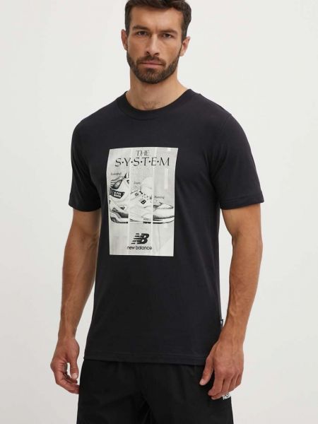 Koszulka bawełniana z nadrukiem New Balance czarna