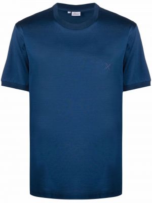 Camiseta con bordado de flores Brioni azul