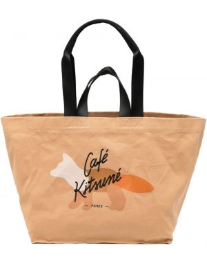Памучни шопинг чанта Café Kitsuné кафяво