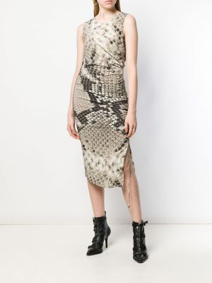 Jedwabna sukienka z nadrukiem w wężowy wzór Roberto Cavalli