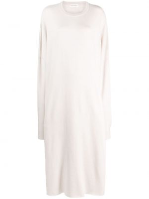 Dzianinowa sukienka długa z kaszmiru Extreme Cashmere biała