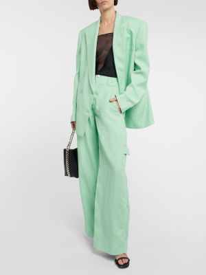 Kalhoty s vysokým pasem relaxed fit Stella Mccartney zelené