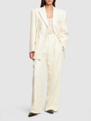 Pantalon taille basse en laine plissé Wardrobe.nyc blanc