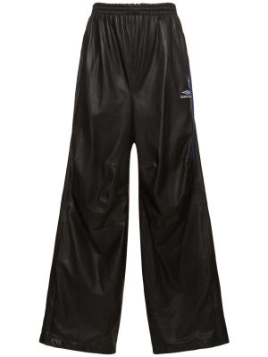 Pantaloni din piele Balenciaga negru