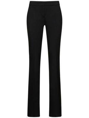 Pantaloni a vita bassa di lana in crepe Blumarine nero