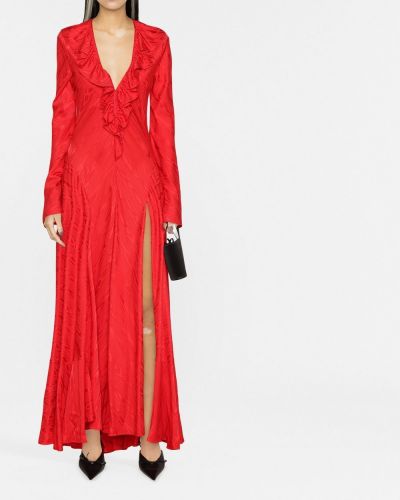 Vakarinė suknelė v formos iškirpte su raukiniais Philosophy Di Lorenzo Serafini raudona