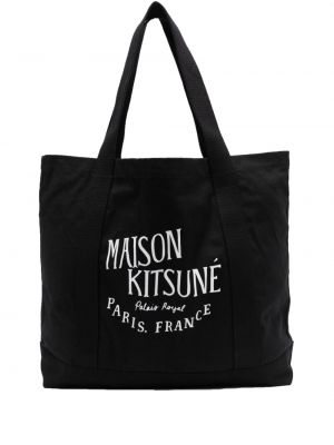 Shopper handtasche aus baumwoll mit print Maison Kitsuné