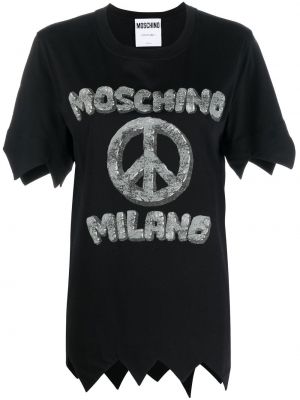 Тениска с принт Moschino черно