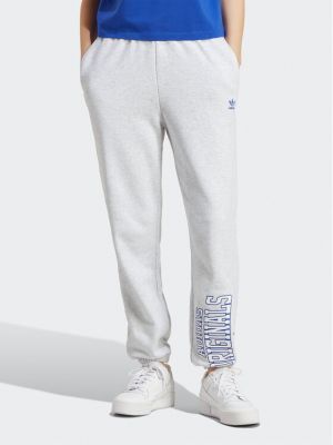 Меланжирани спортни панталони slim Adidas сиво