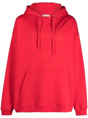 Kokvilnas kapučdžemperis ar apdruku Valentino Garavani sarkans