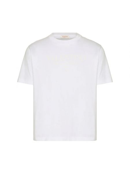 T-shirt aus baumwoll mit print mit rundem ausschnitt Valentino weiß