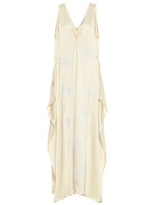 Robe longue en satin à imprimé Stella Mccartney blanc