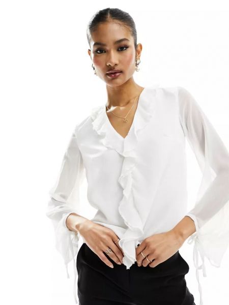 Блузка с рюшами In The Style белая