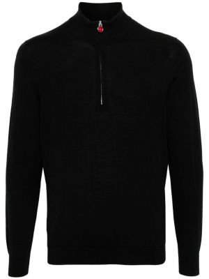 Vlnený sveter na zips Kiton čierna