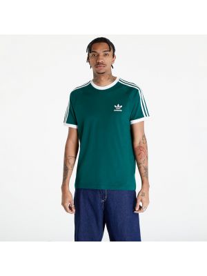 Slim fit pruhované tričko s krátkými rukávy Adidas Originals zelené