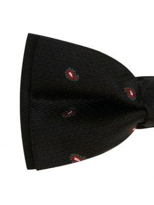 Jedwabny krawat z kokardką z nadrukiem Etro czarny