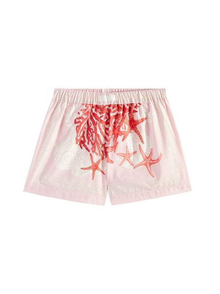 Shorts i bomull med mönster för tjejer Versace Kids rosa