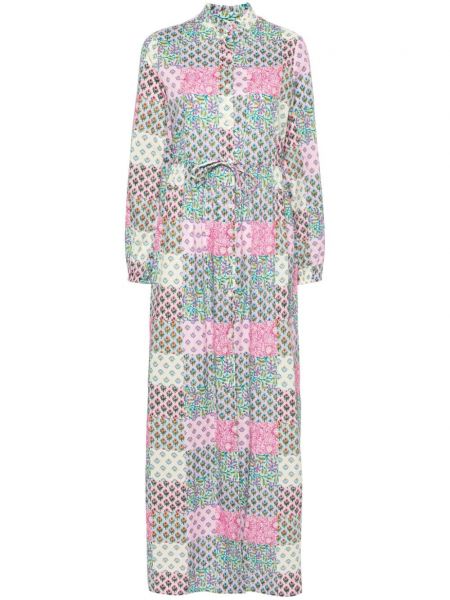 Pamučna maksi haljina s cvjetnim printom s printom Mc2 Saint Barth ružičasta