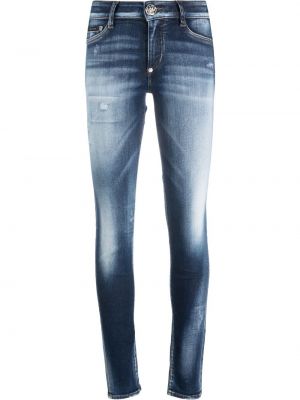 Skinny džíny s vysokým pasem Philipp Plein modré