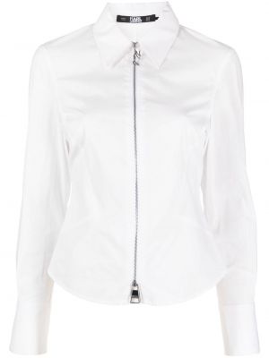 Риза с цип Karl Lagerfeld бяло