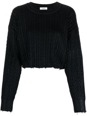 Памучен вълнен пуловер Sandro черно