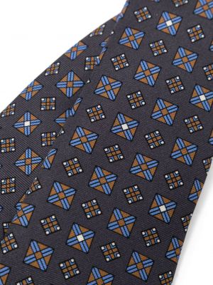 Cravate en soie à imprimé à motif géométrique Kiton gris