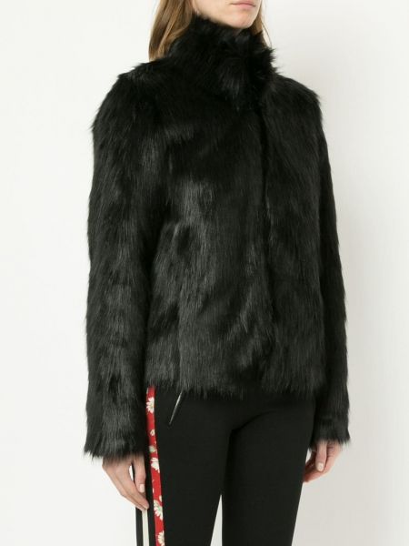 Péřová bunda s kožíškem Unreal Fur černá