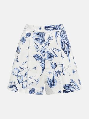 Pantaloni scurți din bumbac cu model floral Oscar De La Renta alb