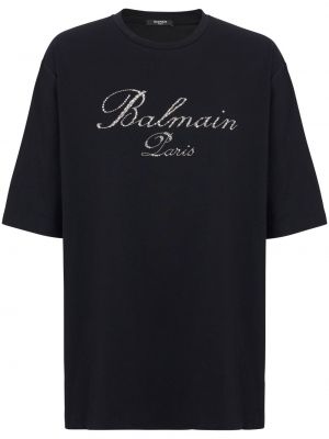 Βαμβακερή μπλούζα Balmain μαύρο