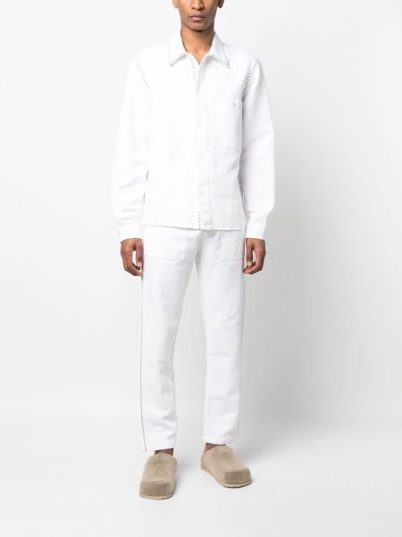 Rovné kalhoty s výšivkou Nick Fouquet bílé