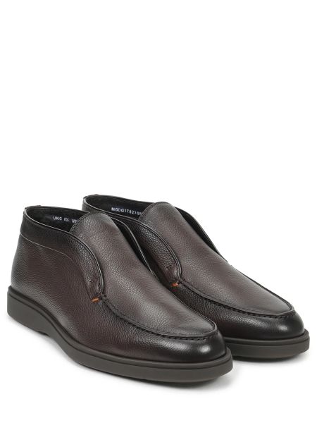 Кожаные ботинки с мехом Santoni коричневые