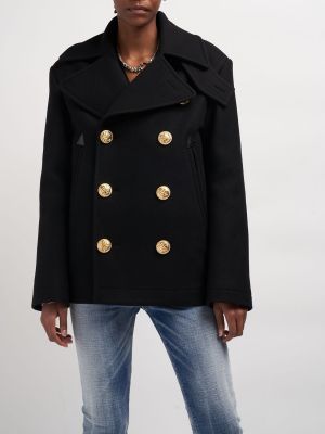 Plstěný vlněný kabát Dsquared2 černý