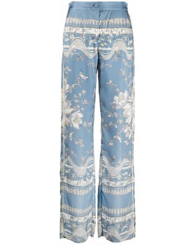 Pantalones rectos con estampado Emilio Pucci azul