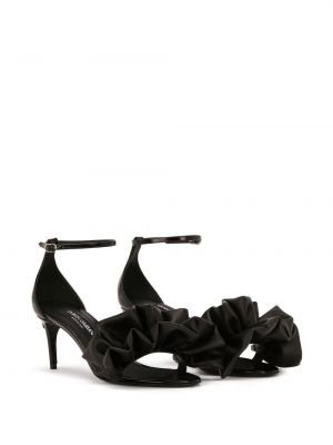 Sandales en cuir à volants Dolce & Gabbana noir