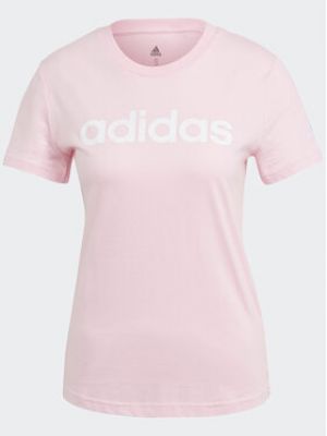 Slim fit tričko Adidas růžové