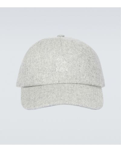 Cappello con visiera di lana Brunello Cucinelli grigio