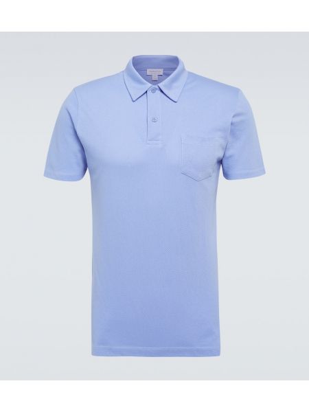 Polo di cotone Sunspel blu