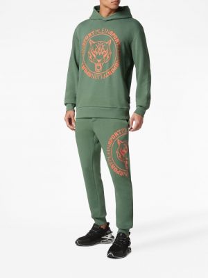 Kapučdžemperis ar tīģera rakstu Plein Sport zaļš