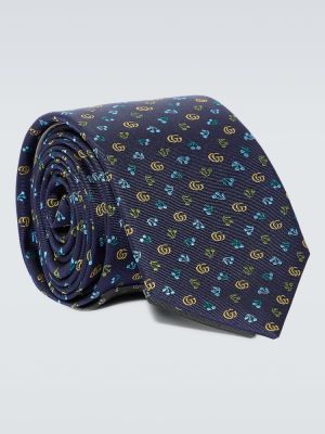 Cravată de mătase din jacard Gucci albastru