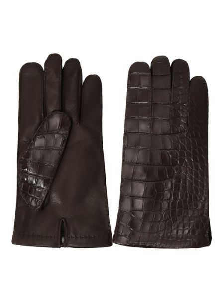 Кожаные перчатки Prada коричневые