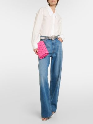 Kožna clutch torbica Christian Louboutin ružičasta