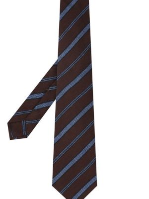 Шелковый шерстяной галстук Kiton коричневый