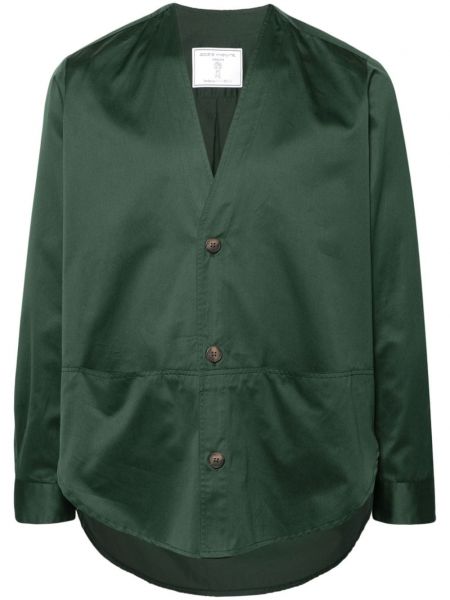 Βαμβακερό πουκάμισο με λαιμόκοψη v Société Anonyme πράσινο