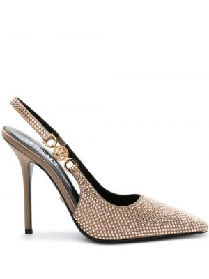 Pantofi cu toc slingback Versace auriu