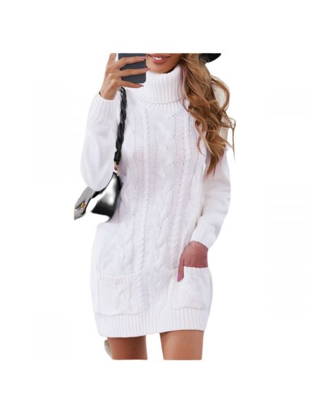 Pletené pletené mini šaty Omg! bílé