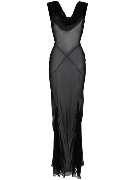 Копринена вечерна рокля от шифон Kiki De Montparnasse черно