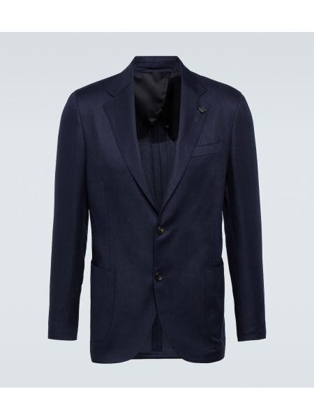 Кашемировый шелковый шерстяной пиджак Lardini синий