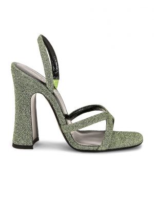 Туфли со стразами Saint Laurent зеленые