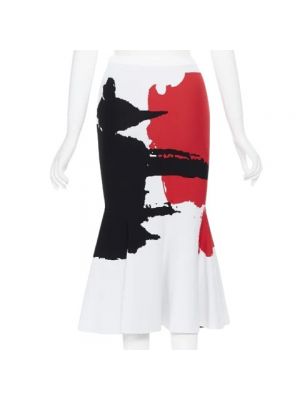 Spódnica dzianinowa retro na zamek z wiskozy Oscar De La Renta Pre-owned - biały